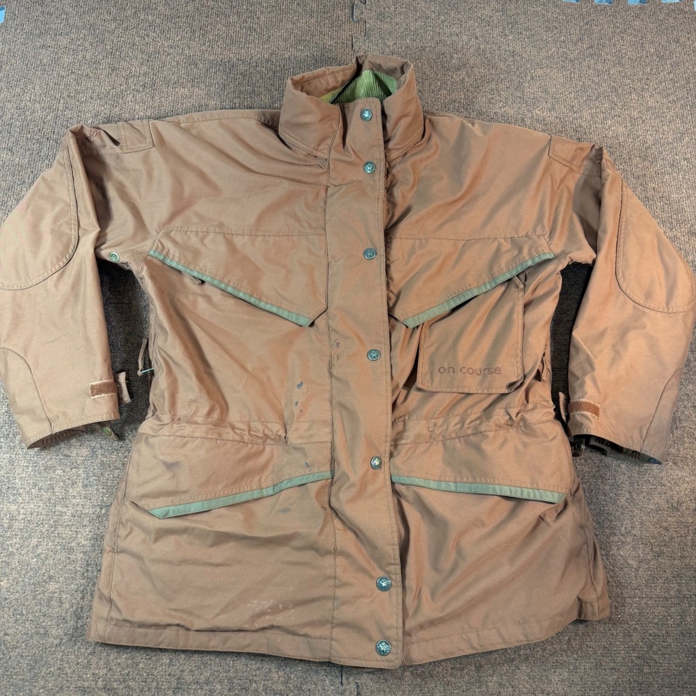 On Course Mountain Horse Technical Riding Jacket Tan Brown Equestrian Coat Large
